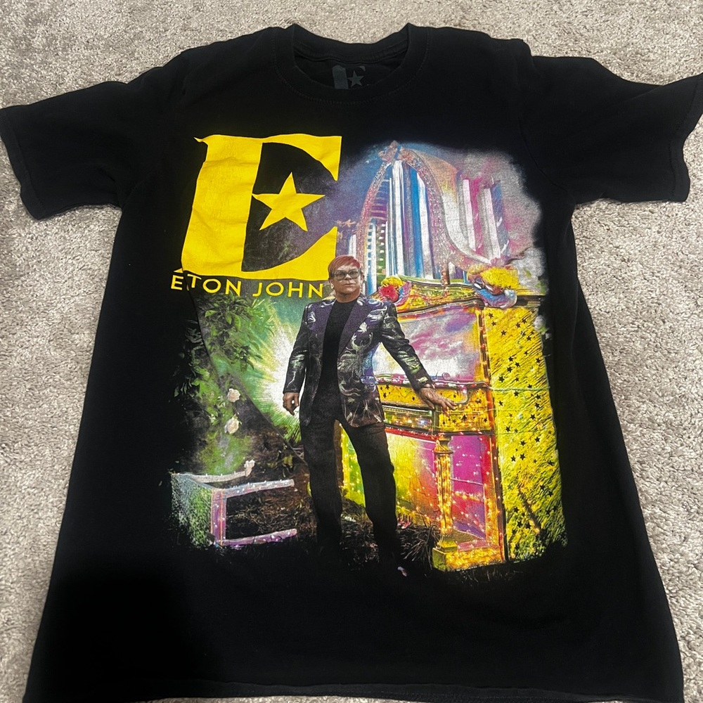 Elton John Goodbye Yellow Brick Road Tour T-Shirt 2022 Black Adult Small